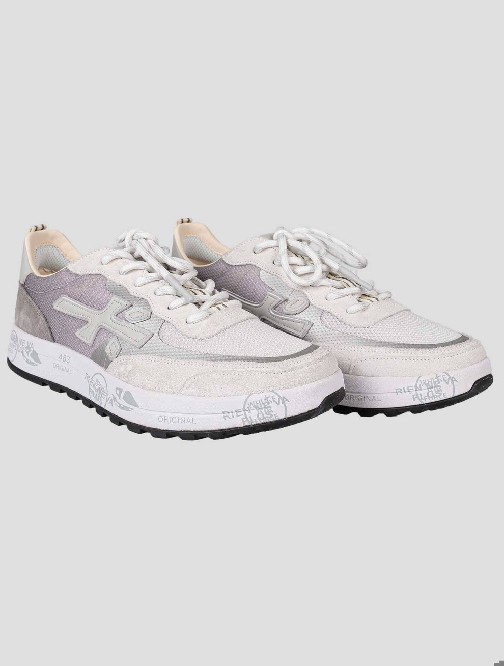 Premiata Nous White and Gray Sneakers