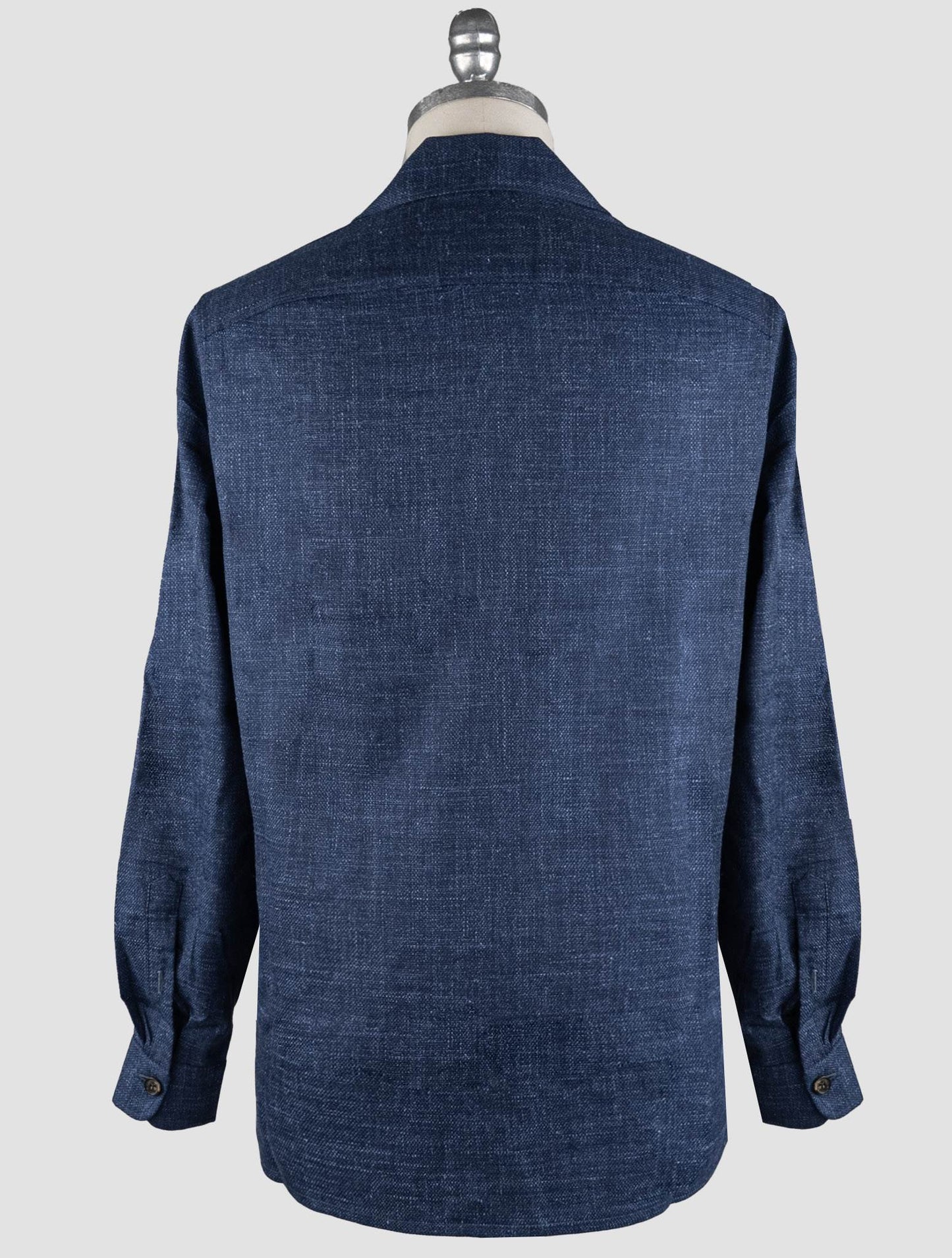 Isaia Blue Wool Silk Linen Ea Shirt