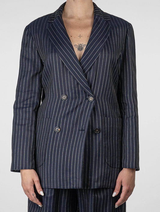 Brunello Cucinelli Dark Blue Cotton Cupro Ea Blazer