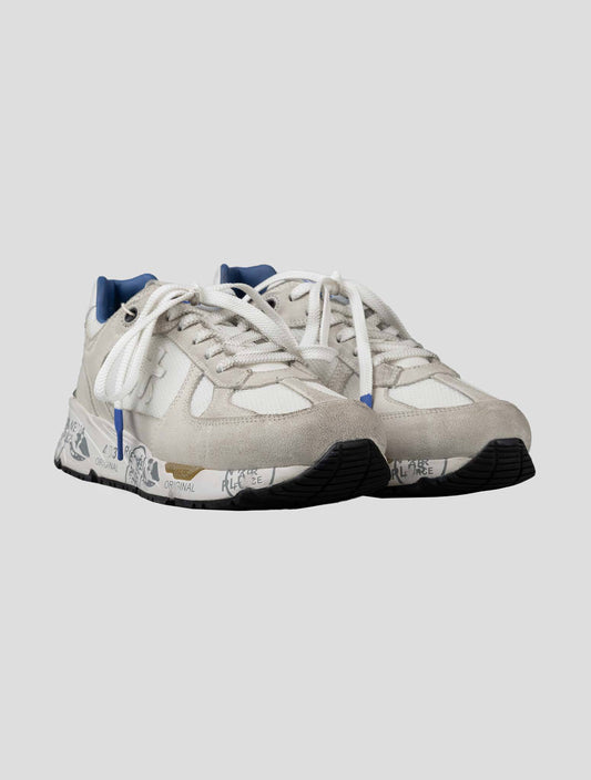 Premiata Beige White Pa Leather Suede Sneakers