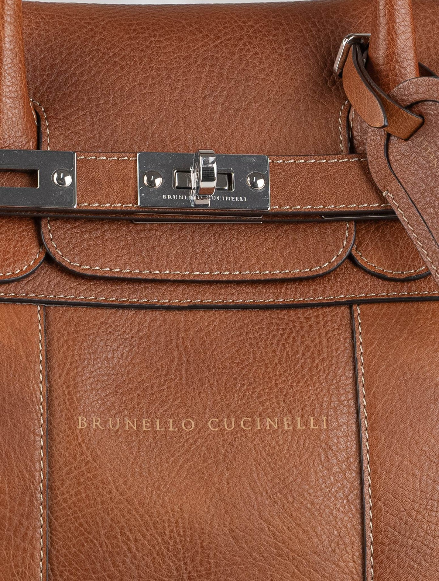 Brunello Cucinelli Bolso de viaje de cuero marrón