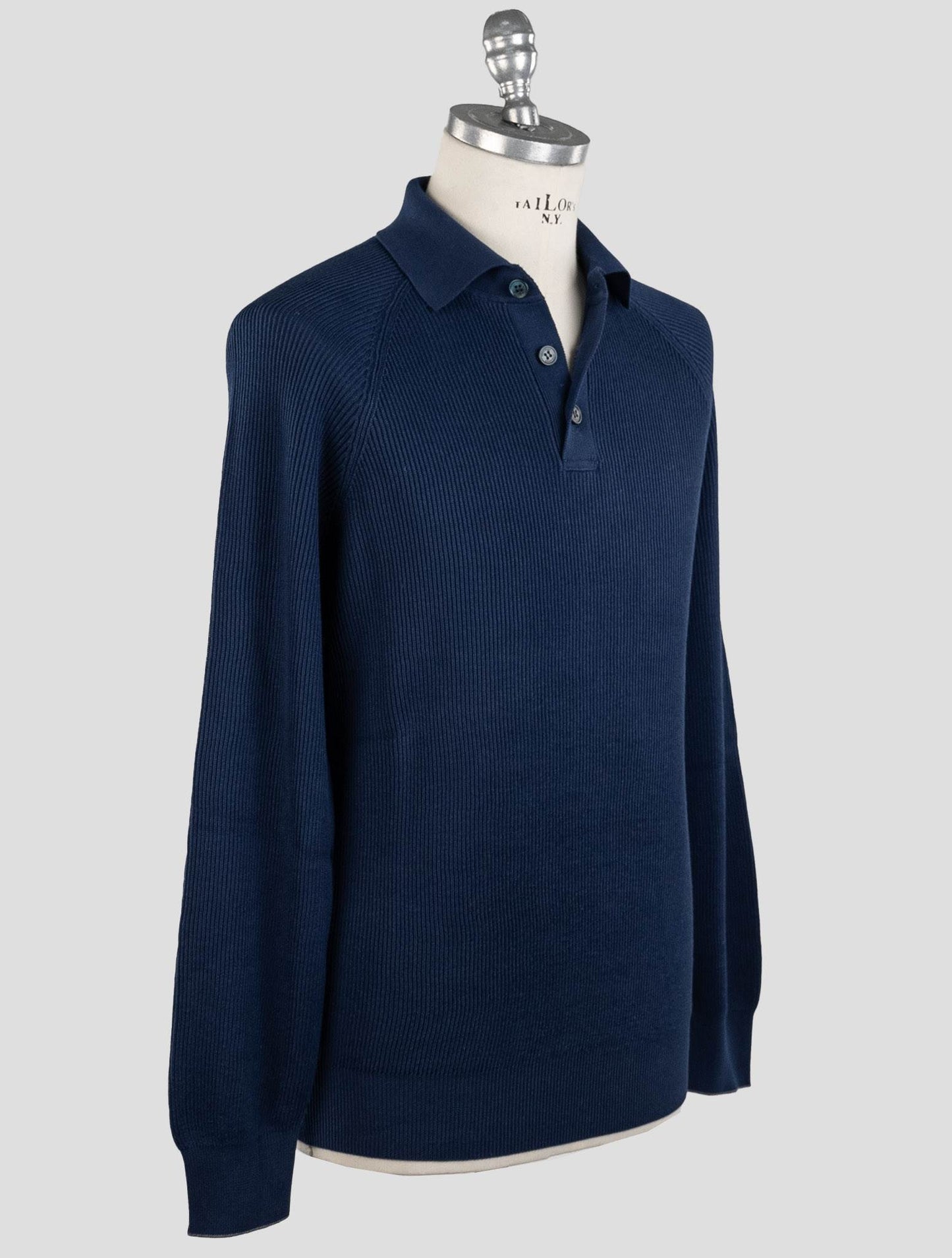 Brunello Cucinelli Modrý bavlněný svetr Polo