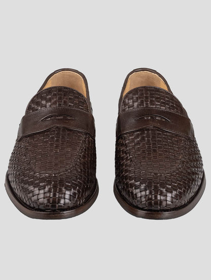 حذاء بدون كعب من الجلد البني الداكن من Brunello Cucinelli