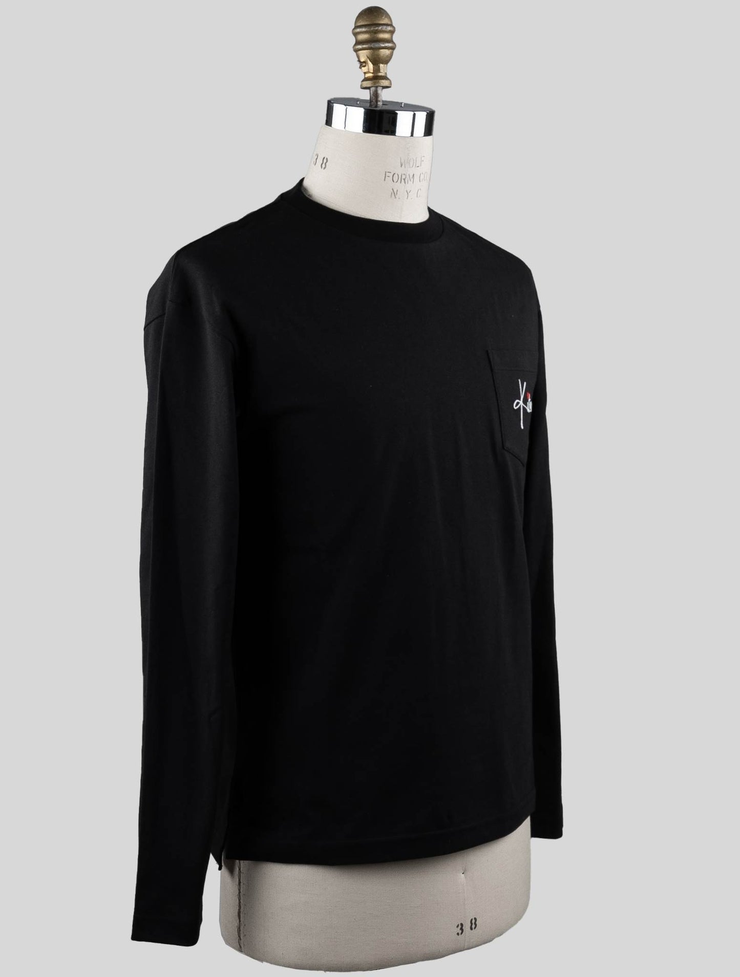 Черная хлопковая футболка Kiton с длинным рукавом