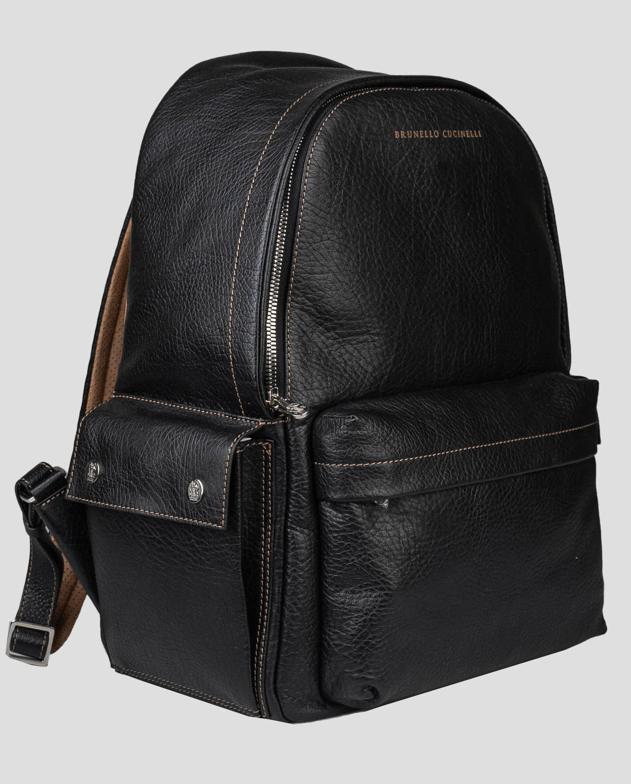 Mochila de cuero negra Brunello Cucinelli