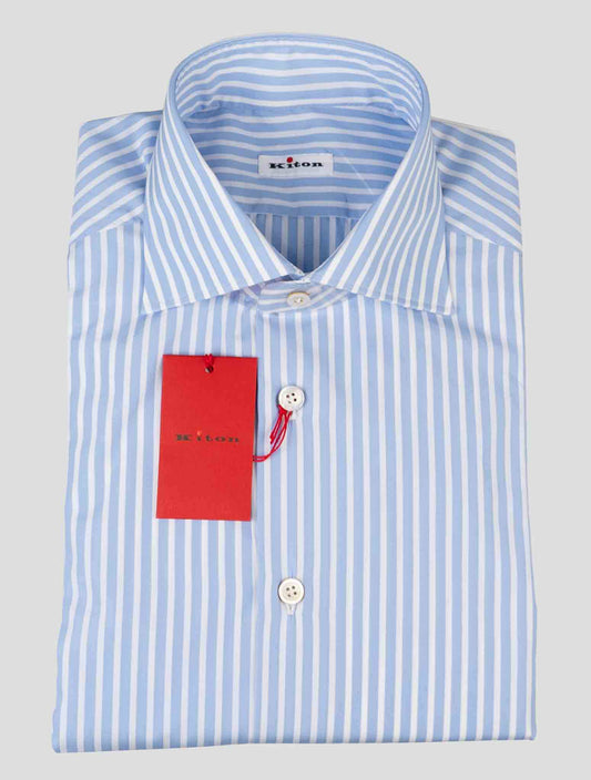 Kiton Light Blue White Cotton Shirt