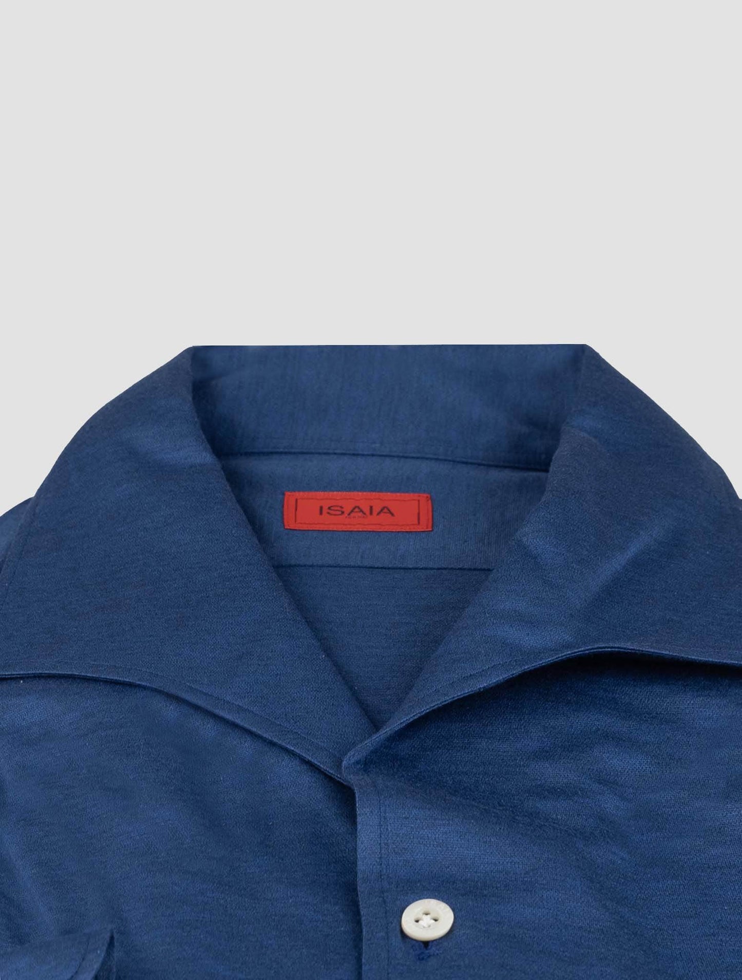 Camisa de algodón azul Isaia