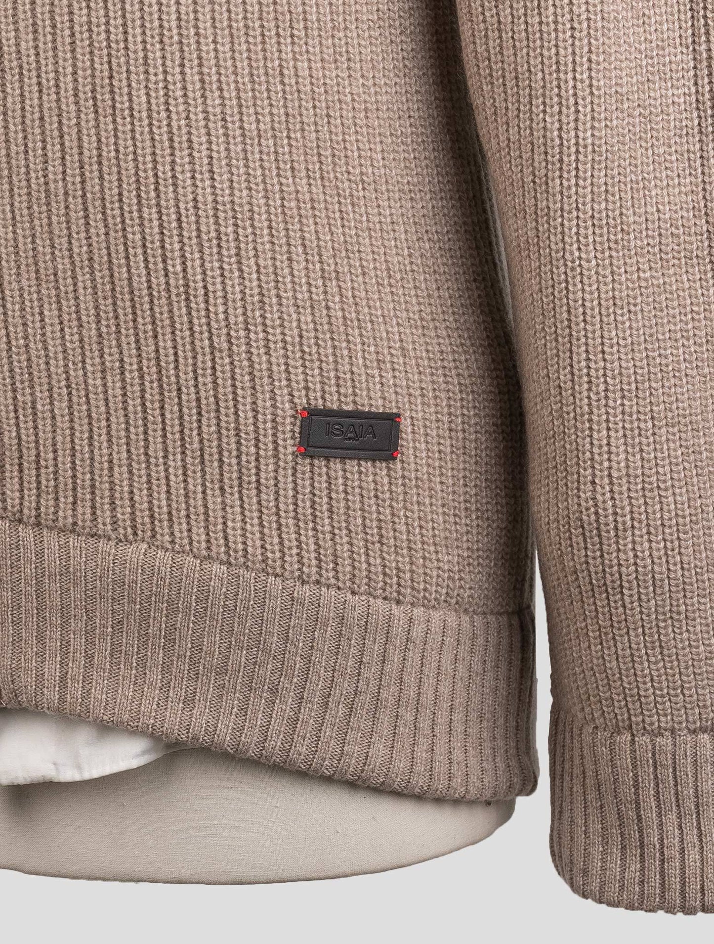 Isaia Beige Cashmere Sweater Bomber