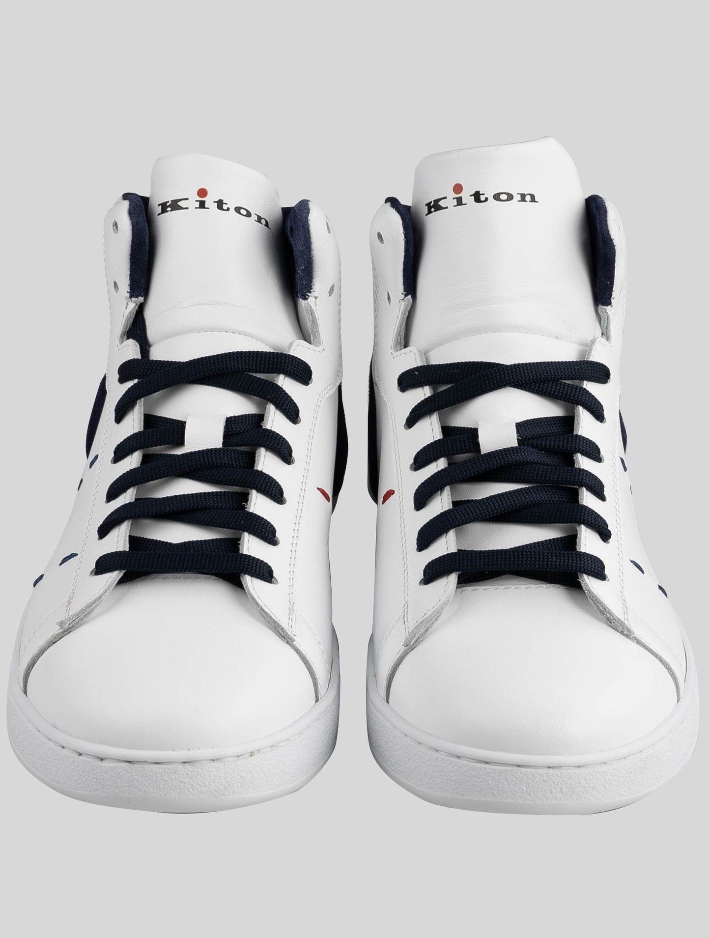 Kiton hvid mørkeblå læder sneakers