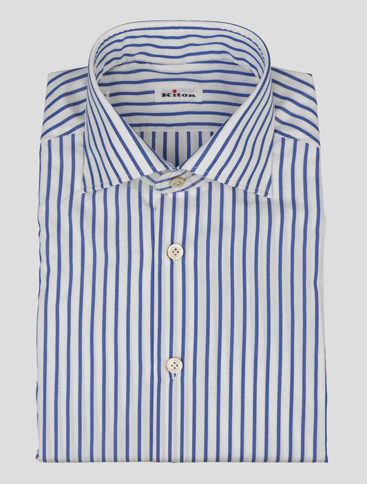 Kiton Blue White Cotton Shirt