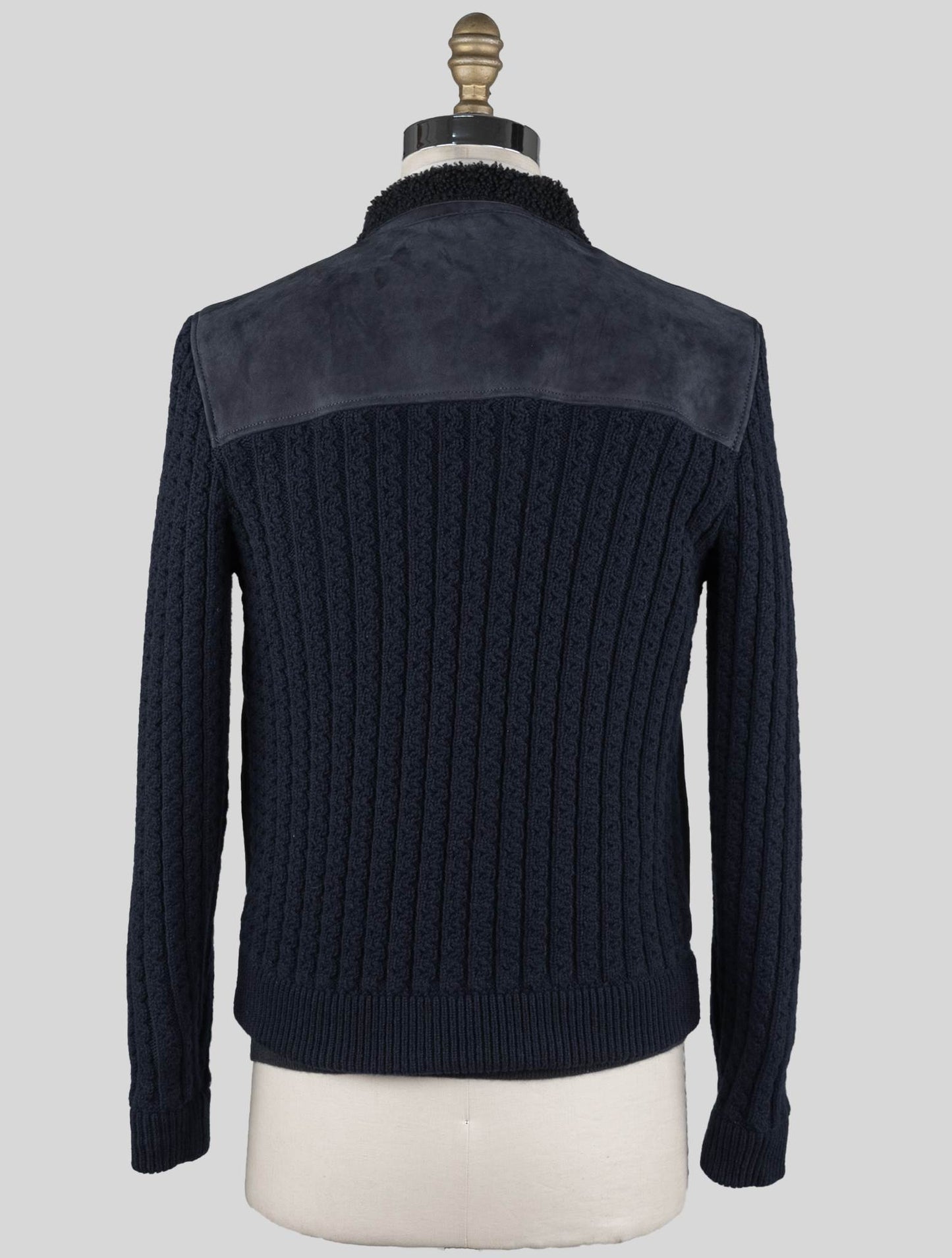 Cesare Attolini Blue Shearling Wool Coat