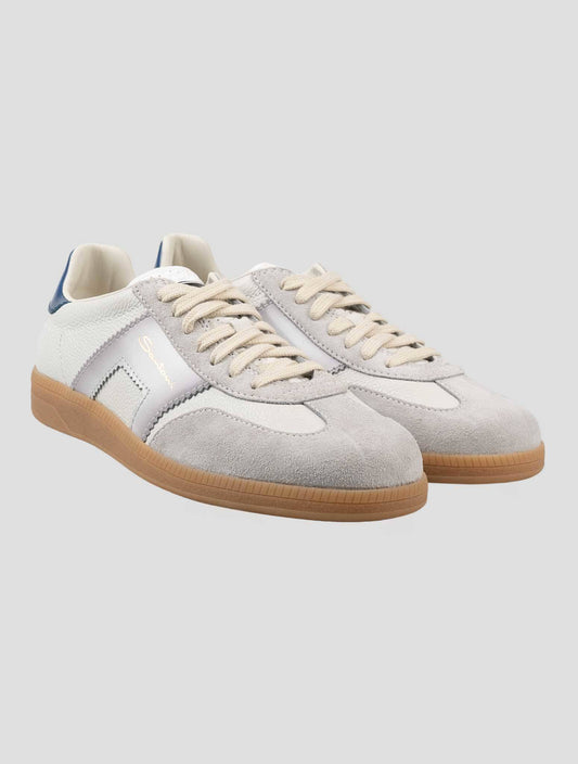 Santoni White Leather Leather suede Sneakers