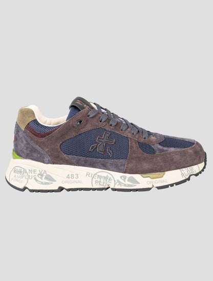 Premiata Blue Brown Nylon Leather Suede Pu Sneakers