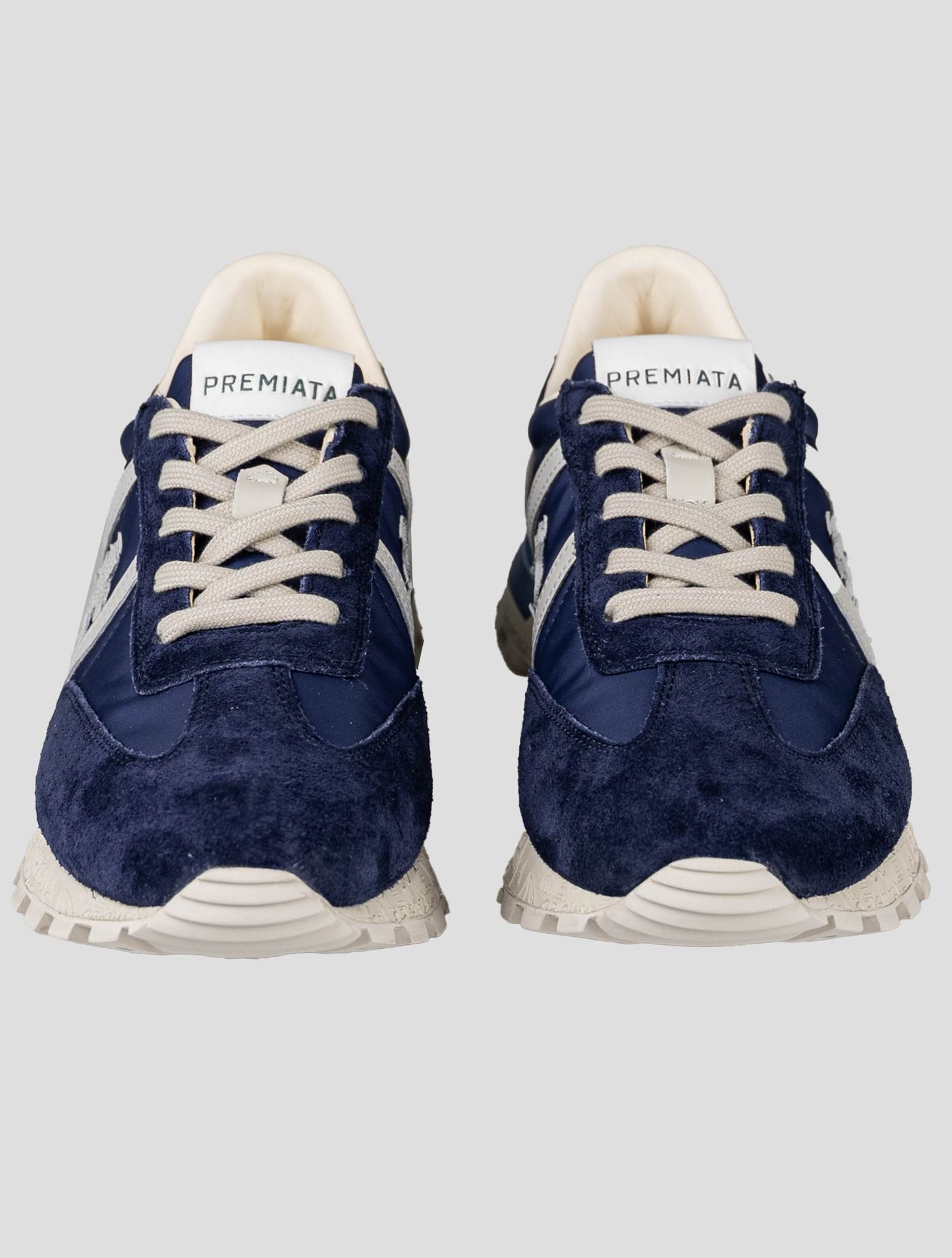 Premiata Blue Gray Leather Suede Pa Pu Sneakers
