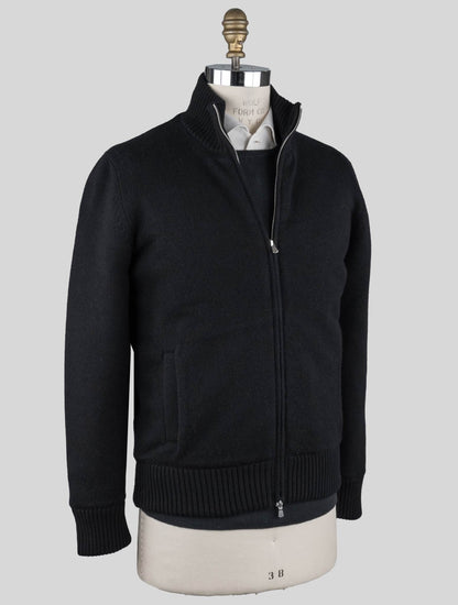 Gran Sasso Black Cashmere mākslīgās kažokādas Pl džempera mētelis
