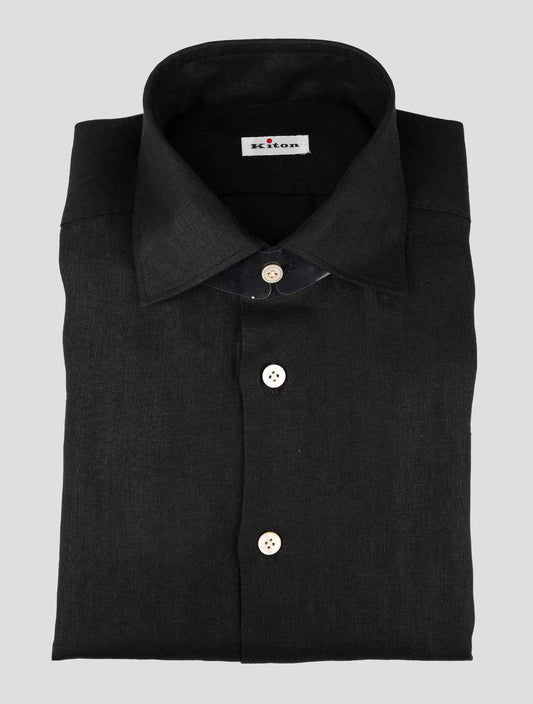 Kiton Black Linen Shirt