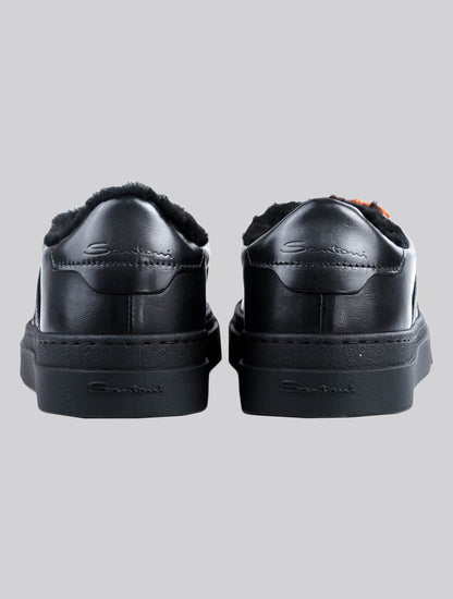 Santoni melnas ādas aitādas kažokādas sneakers