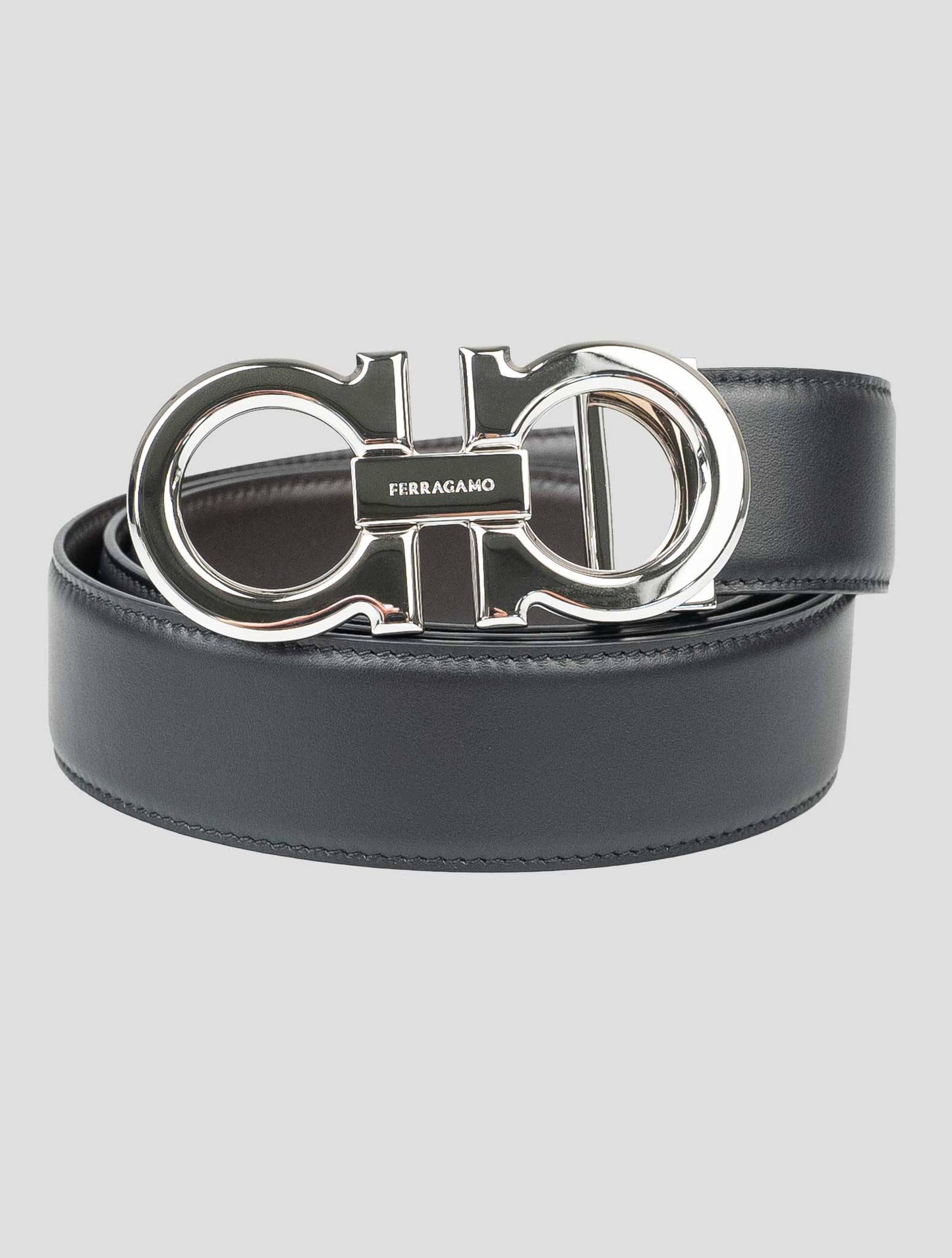 Ferragamo Black Leather Belt