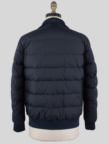 Kiton Blue Navy Brown Leather Pl Coat