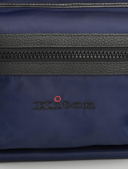 Kiton Sac à dos en cuir de coton bleu Pa
