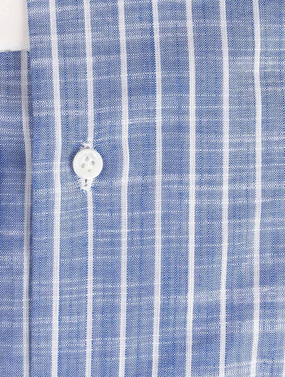 Luigi Borrelli Camisa de algodão branco azul claro