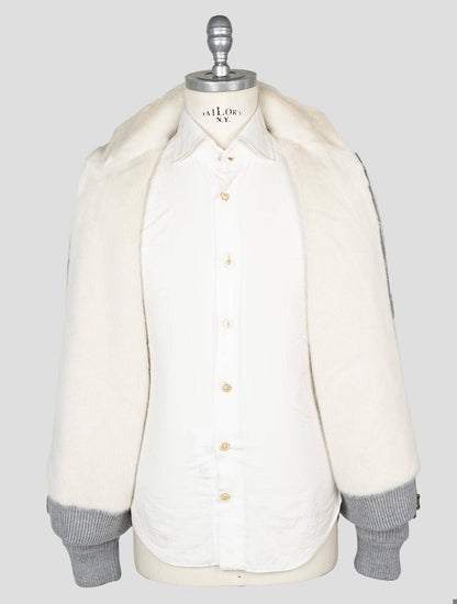 Gran Sasso White Cashmere Faux Fur Pl Coat