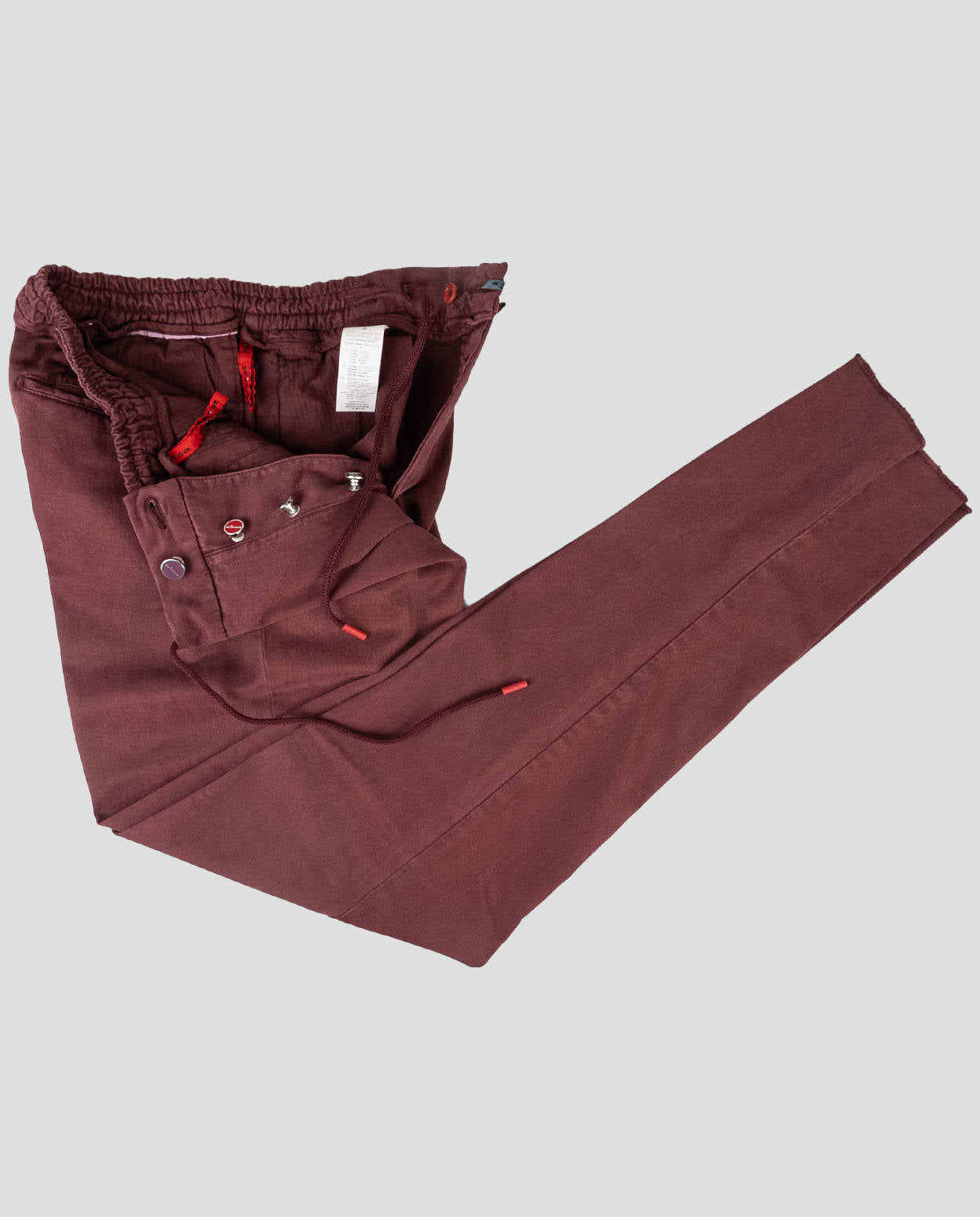 Kiton Burgundy Lyocell Cotton Ea Pantalones