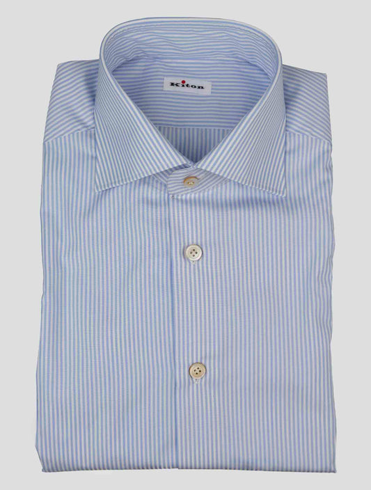 Kiton Light Blue White Cotton Shirt