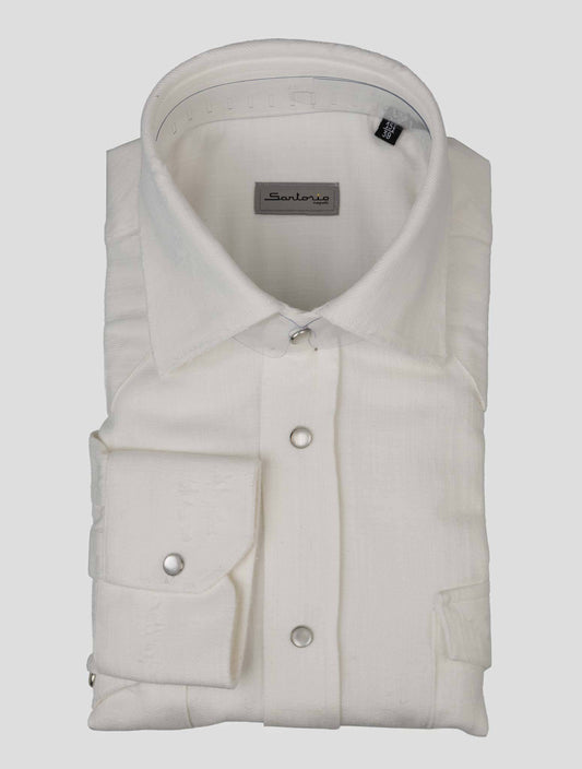 Sartorio Napoli White Denim Cotton Shirt