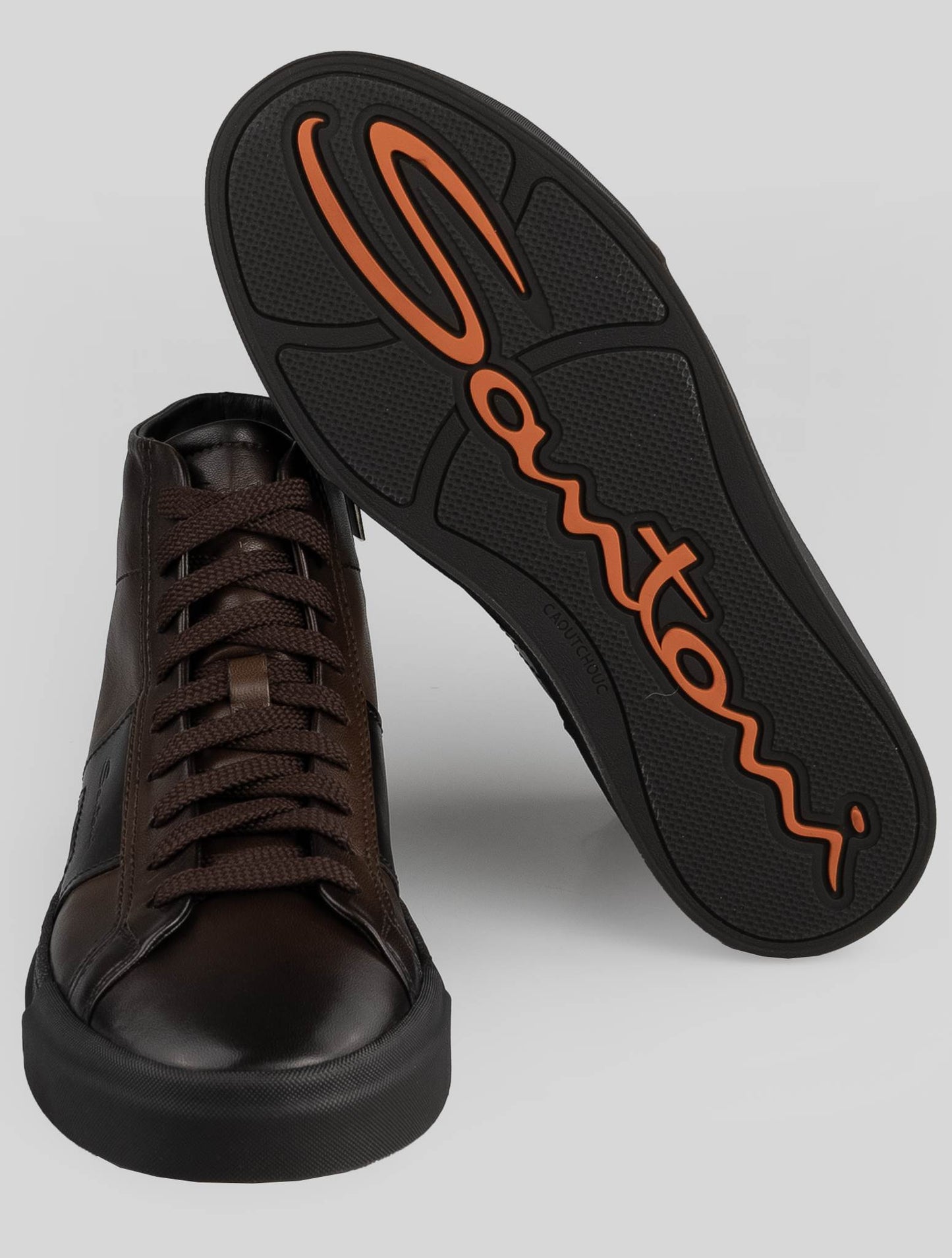 Santoni Brown Leather Sneakers