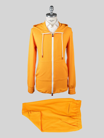 Kiton Orange Cotton Tracksuit Short Pants