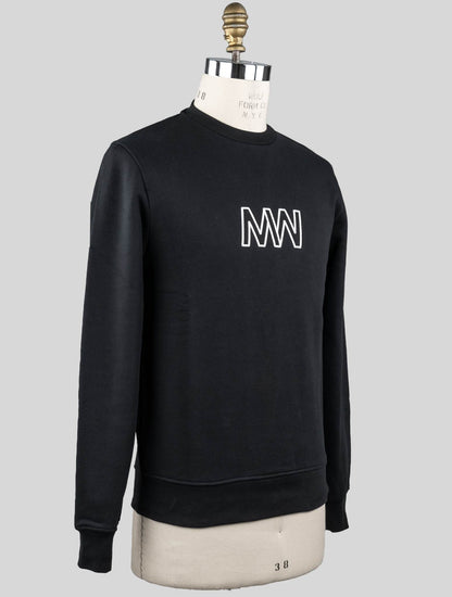 KNT Kiton Черный хлопковый свитер с круглым вырезом