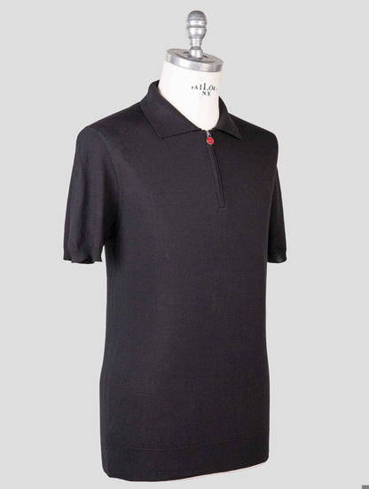 Kiton Black Cotton Polo