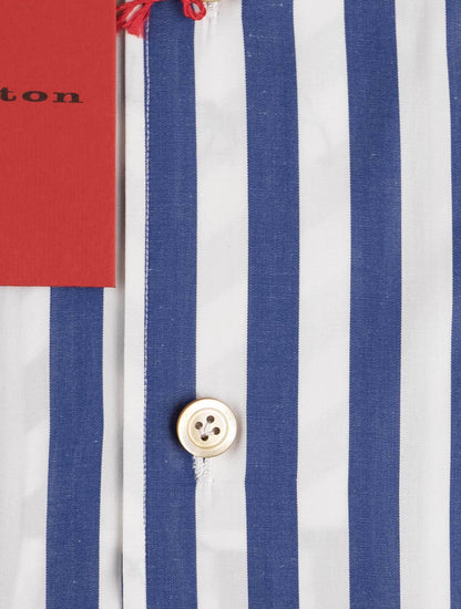 Kiton White Blue Cotton Shirt
