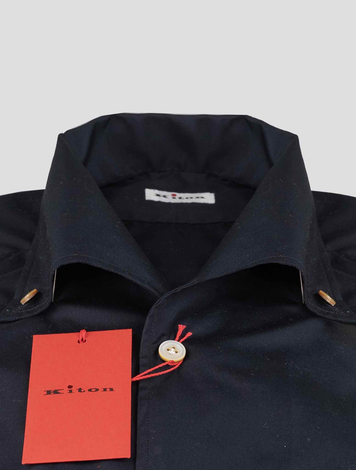 Kiton Camisa de algodão preto