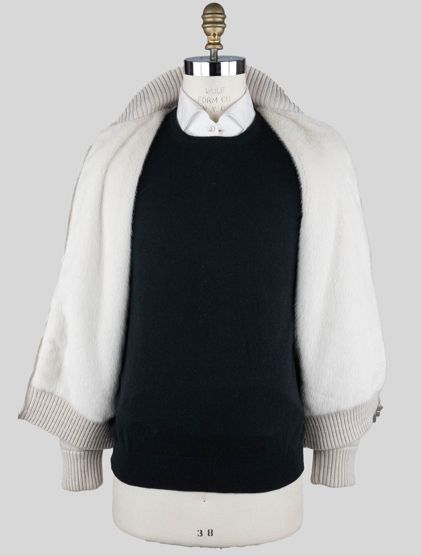 Barba Napoli Beige Cashmere Faux Fur Pl Sweater Coat