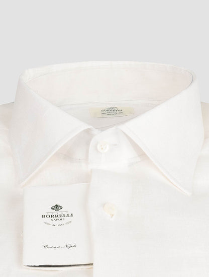 Luigi Borrelli白色亚麻衬衫