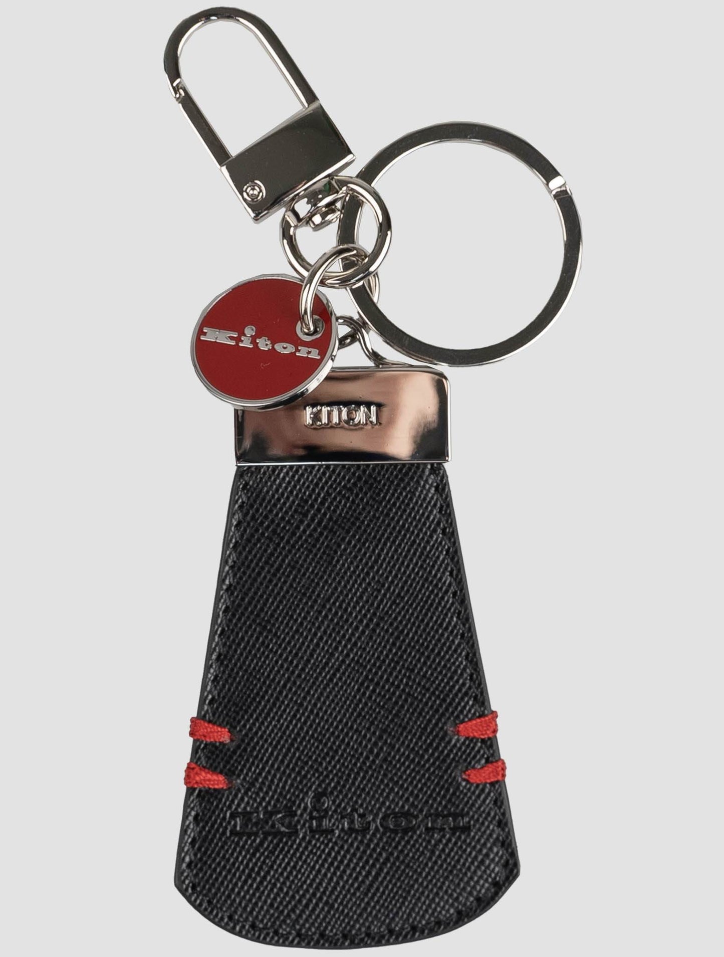 Porte-clés en cuir noir Kiton