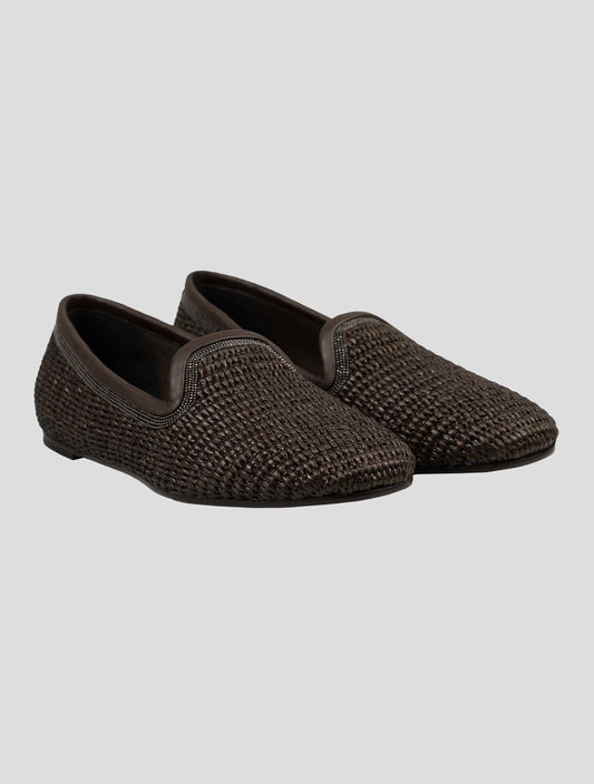 Brunello Cucinelli Brown Cotton Pa Loafers