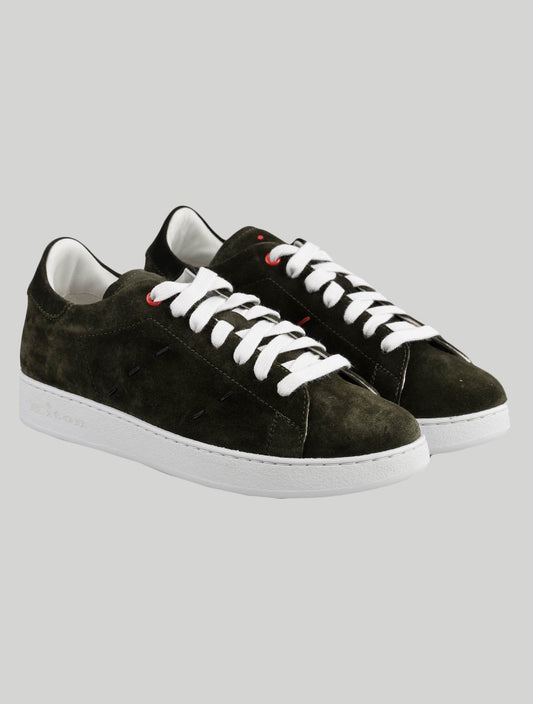 Kiton Green Leather Suede Sneakers
