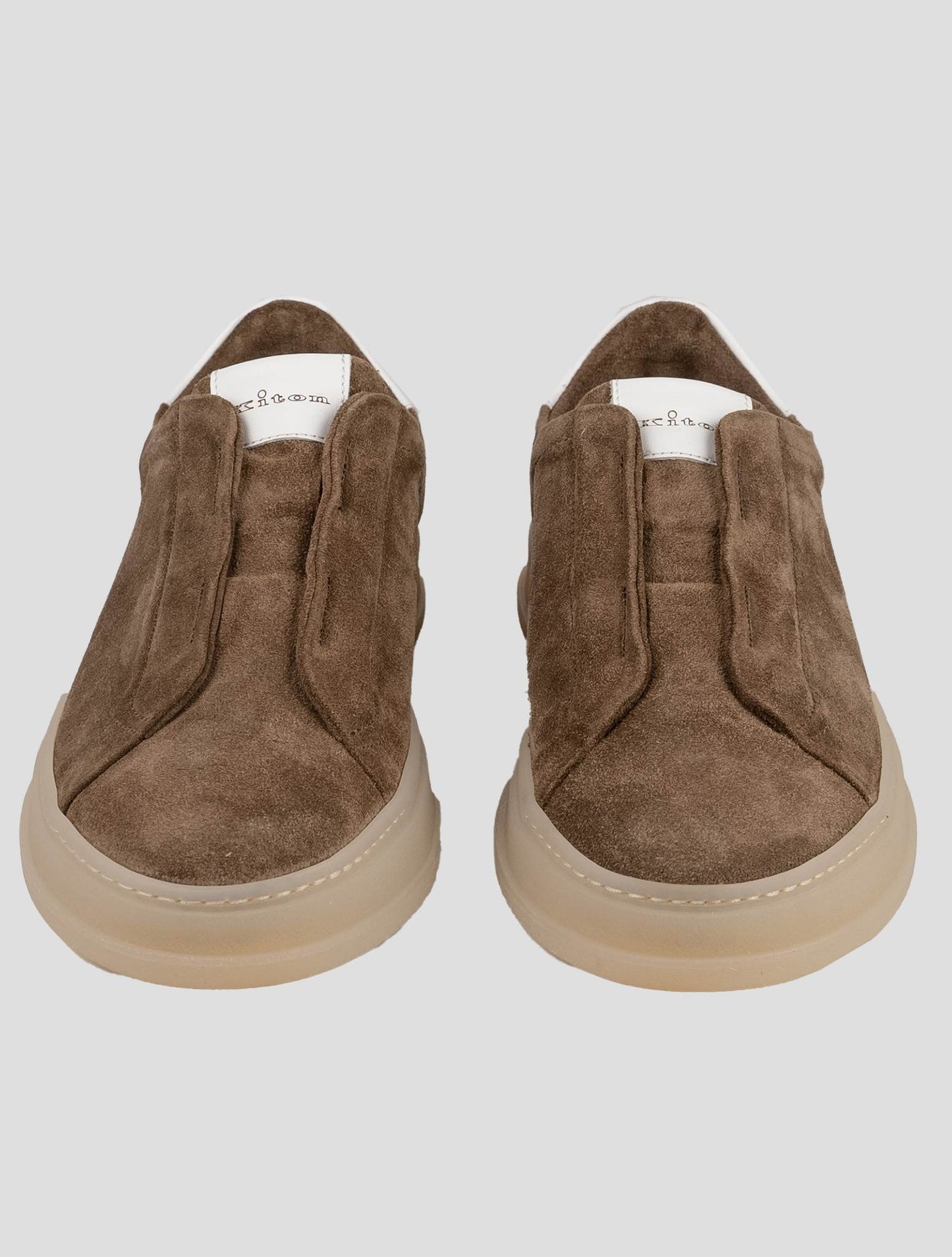Kiton Beige Leather Suede Sneakers