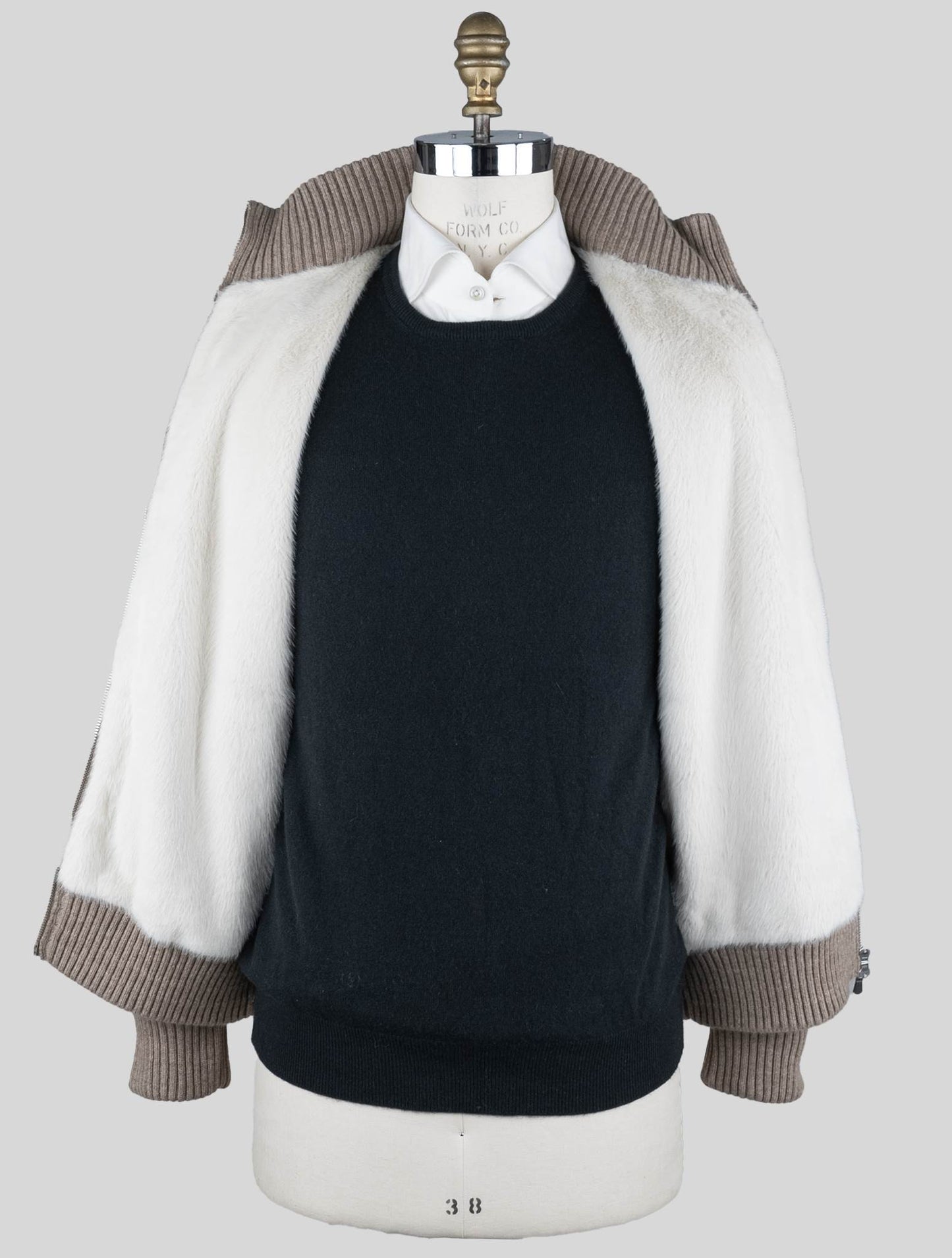 Barba Napoli Brown Cashmere Faux Fur Pl Sweater Coat