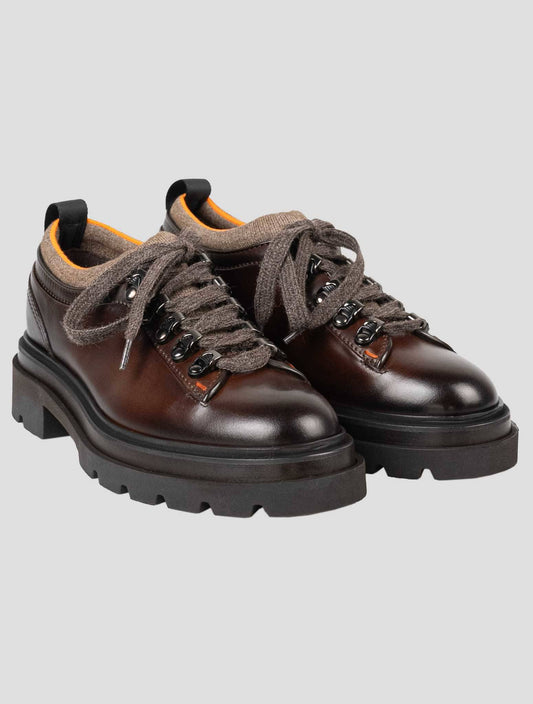 Santoni Brown Leather Sneakers