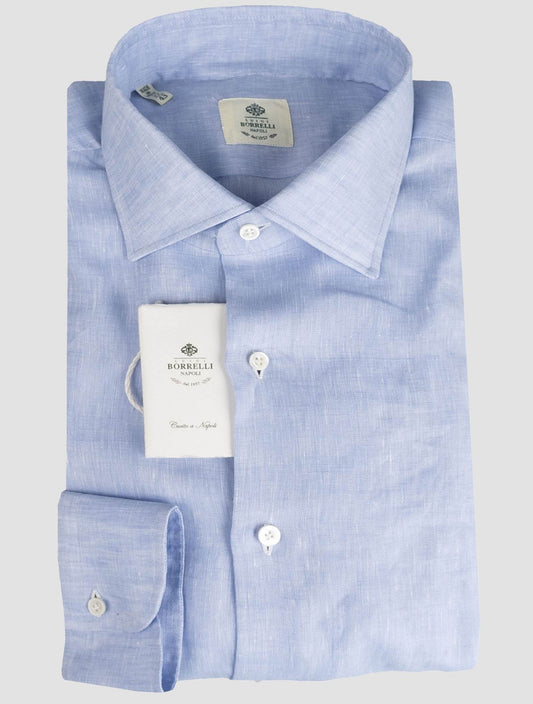 Camisa de lino azul marino de Luigi Borrelli