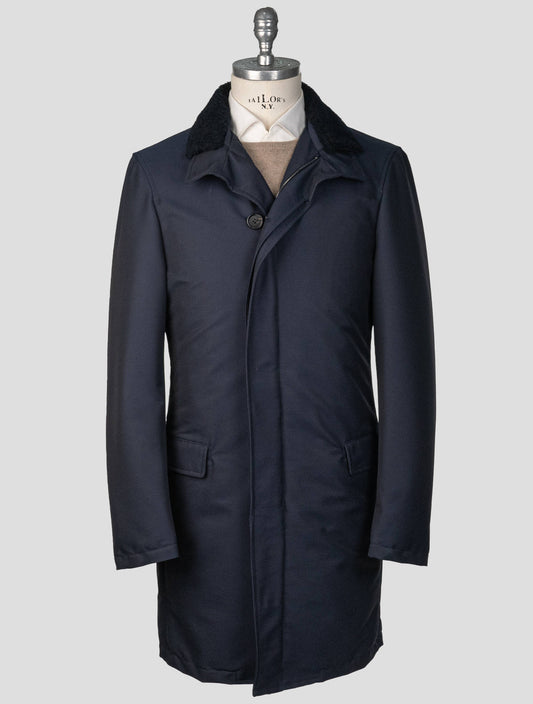 Isaia Blue Navy Wool Pa Coat