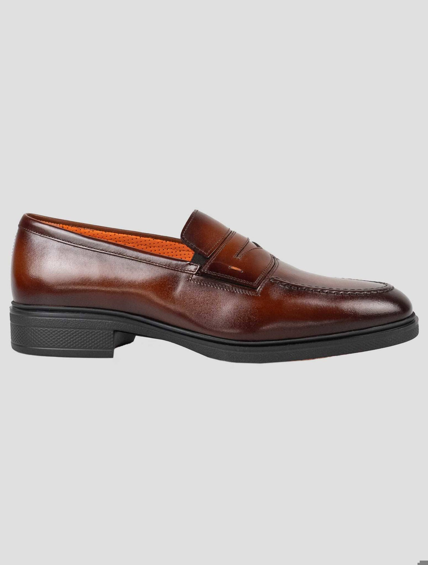 Santoni Brown Leather Loafers