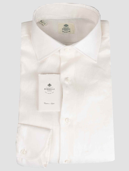 Camisa blanca de lino de algodón Luigi Borrelli