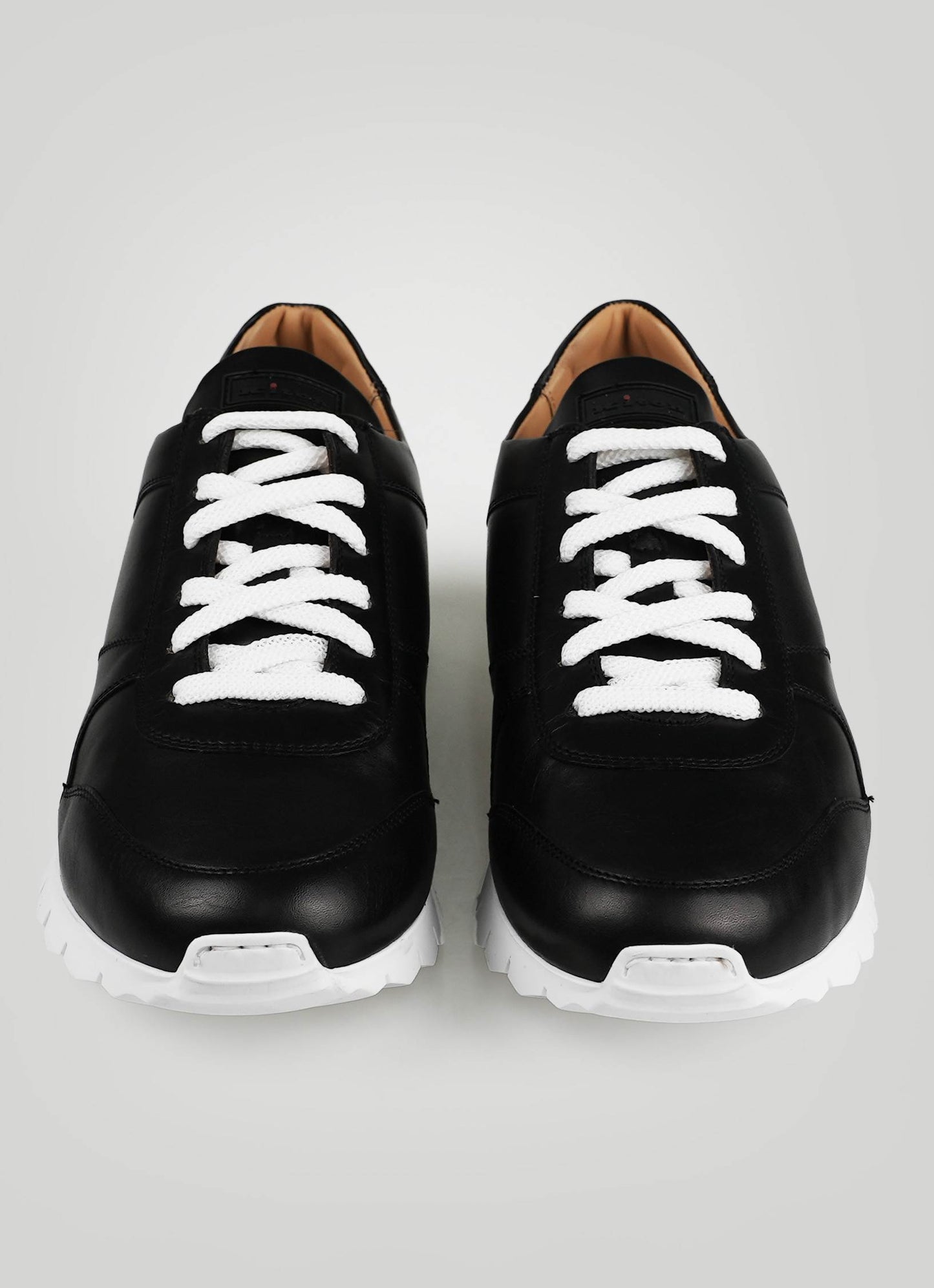 Kiton Black Leather Fur Sheepskin Sneakers