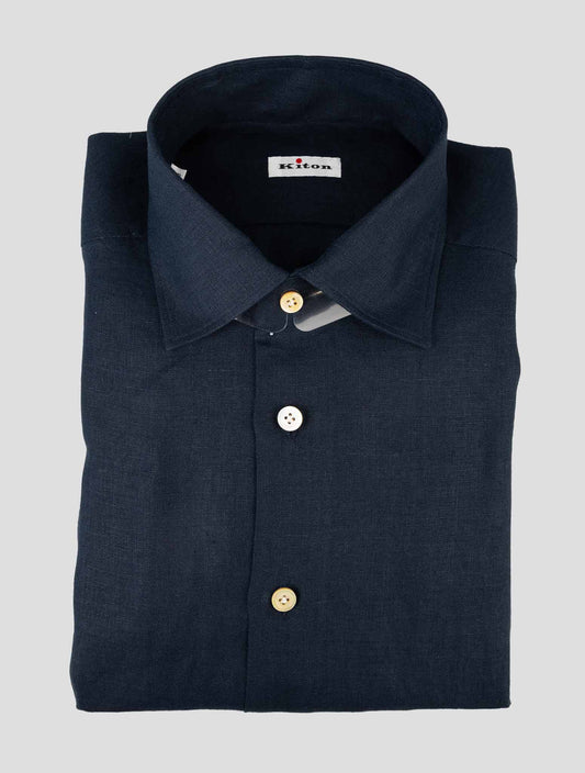 Kiton Blue Linen Shirt