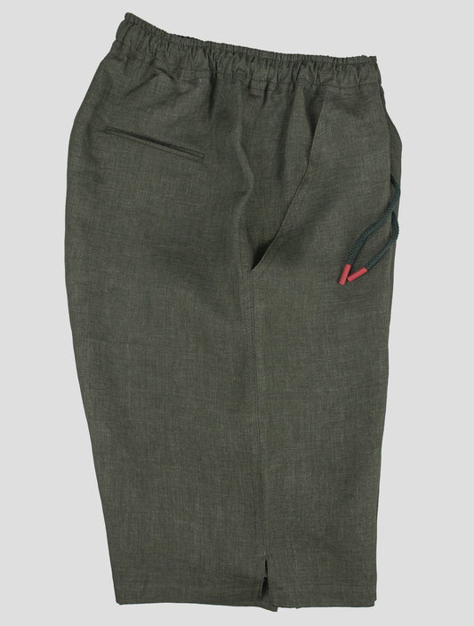 Kiton zelené plátno krátké kalhoty